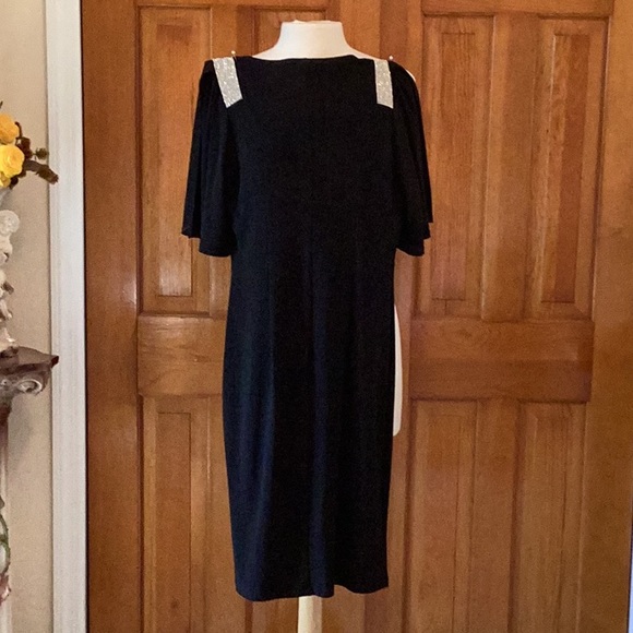 Ladies USA Sz. 8 Black Slip On Dress. Label Frank Lyman Design.  Made In Canada. - Picture 8 of 16